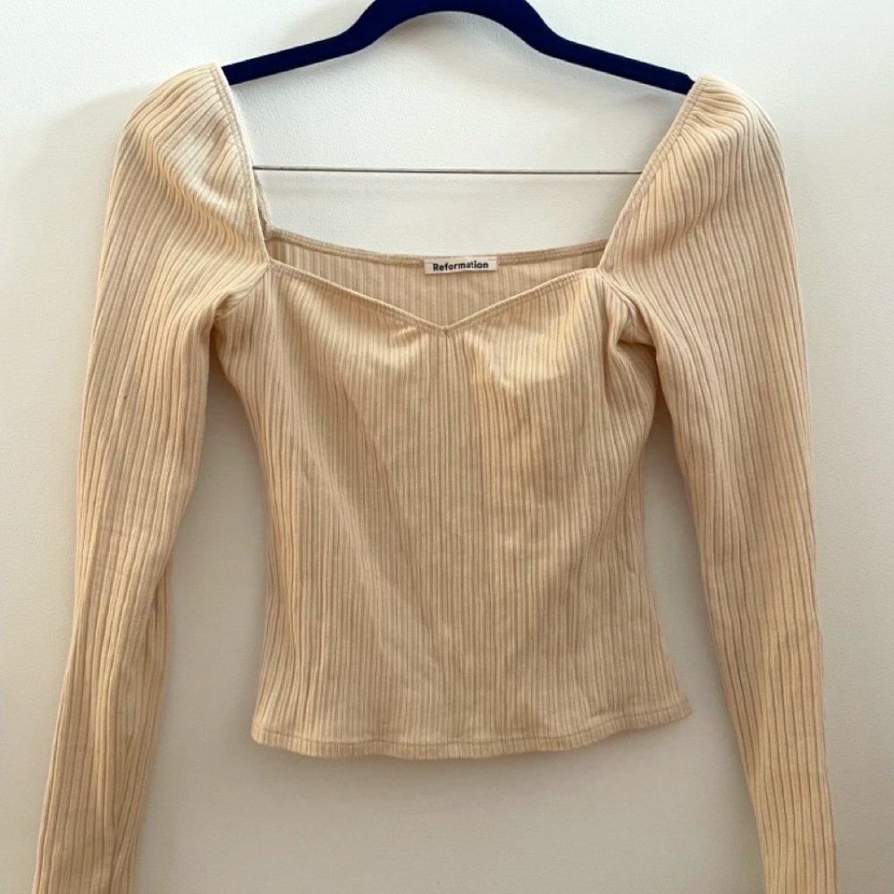 Reformation October Knit Top in Bone (Size S)